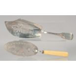 TWO GEORGE IV SILVER CAKE SERVERS. London 1798 & 1822.