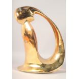 A GILDED METAL ABSTRACT FIGURE. 19ins high.