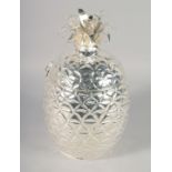 A PINEAPPLE SHAPED PLATED ICE BUCKET. 13" high