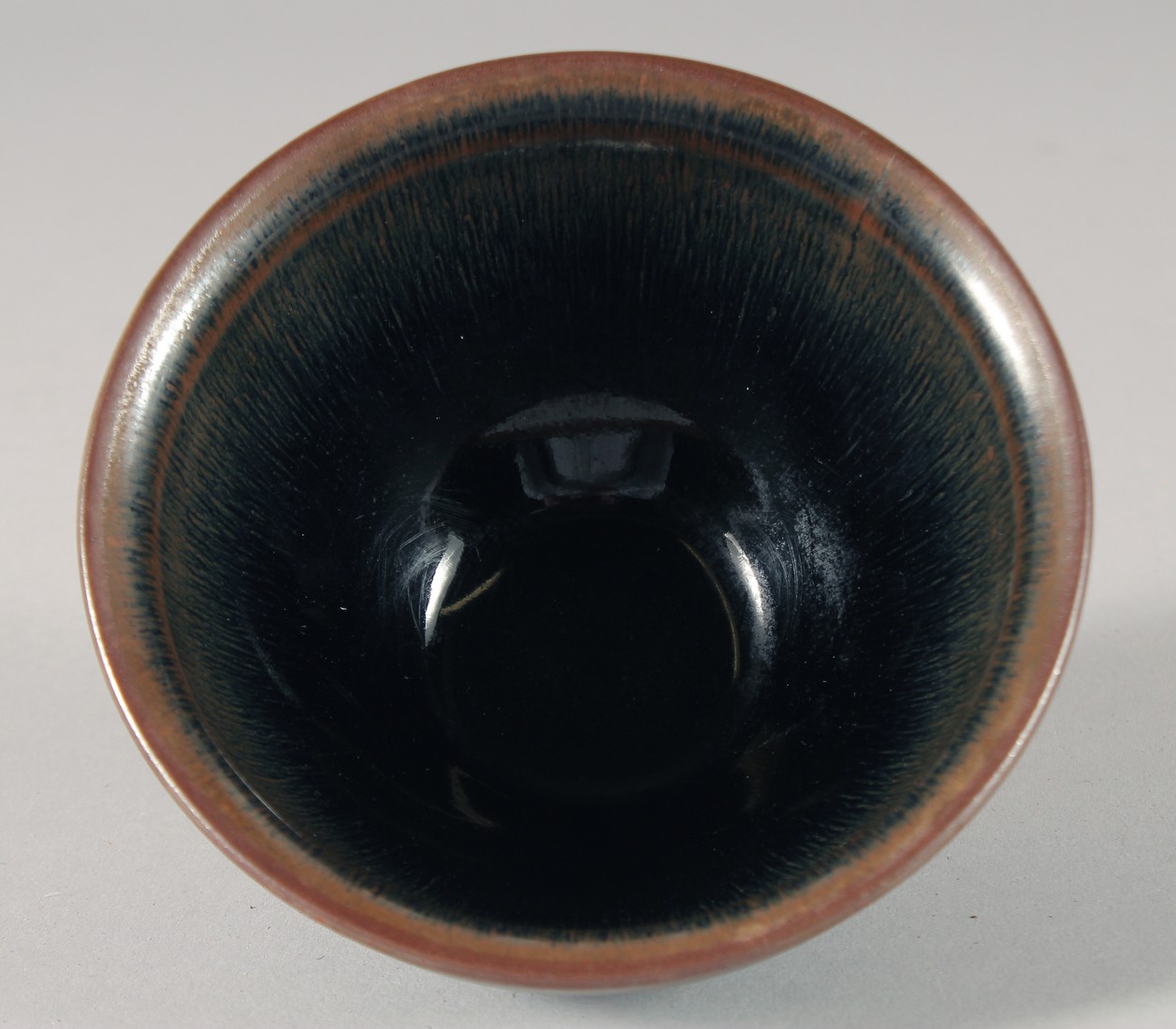A CHINESE HARE'S FUR GLAZE POTTERY BOWL, 12.5cm diameter. - Image 4 of 5