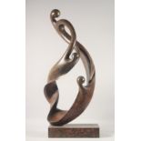 A LARGE ABSTRACT BRONZE FIGURAL GROUP. 35ins high.