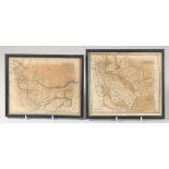 TWO FRAMED PERSIAN MAPS. 7.5ins x 9.5ins.