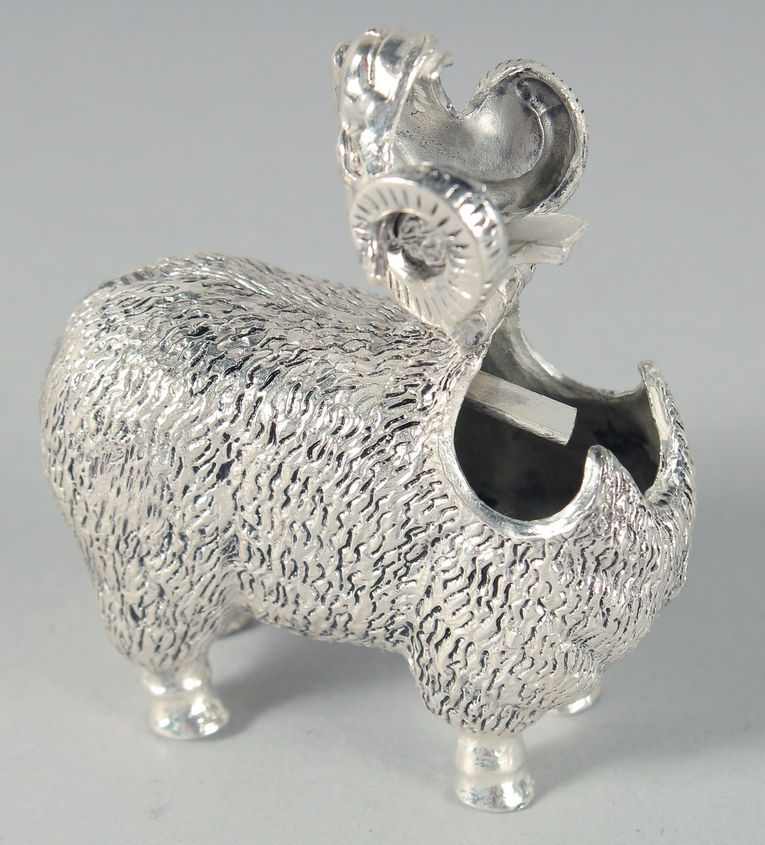 A SILVER-PLATED RAM VESTA. 5cm - Image 2 of 2