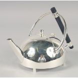 A CHRISTOPHER DRESSER STYLE CIRCULAR SHAPE TEAPOT.