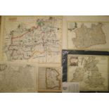 [MAPS] 4 maps of Surrey (incl. Foxhound Meets by Walker, & 3 x 18th c.); Morden's "Britannia Romana"