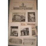 [PRINTS] ARCHITECTURE, small coll'n of 1 mounted & 8 loose engravings, U.K. & Italy (9).