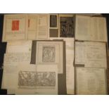 BIBLIOGRAPHICAL INTEREST, misc. printed material, facsimile letters, but with some manuscript,