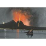 Italian School (20th Century) Vesuvius erupting at night, gouache, inscribed and dated 1906, 16" x