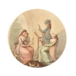 A pair of 19th Century oval stipple engravings, one of young ladies singing and the other of a