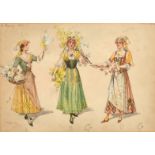 William John Charles Pitcher (1858-1925) British, a costume study for three female flower sellers,