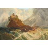 Follower of Clarkson Stanfield, Storm off St. Michaels Mount, oil on canvas, 24" x 36", (61x91.