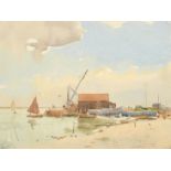 Charles Alfred Morris, A South coast jetty, (possibly Shoreham), watercolour, signed, 9" x 12", (
