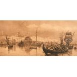 Tristram Ellis (19th Century) A view of the Golden Horn, Constantinople, etching, signed in pencil