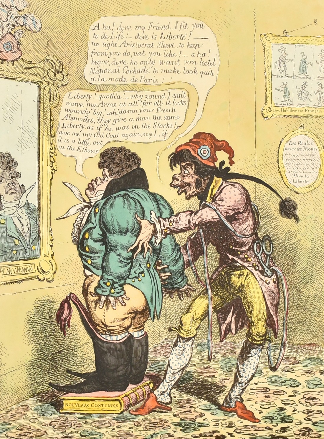 James Gillray (1757-1815) British, 'French Taylor, Fitting John Bull with a Jean de Bry', hand-