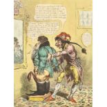 James Gillray (1757-1815) British, 'French Taylor, Fitting John Bull with a Jean de Bry', hand-