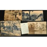 A group of 19th Century watercolours mostly views of houses in landscapes, along with 2