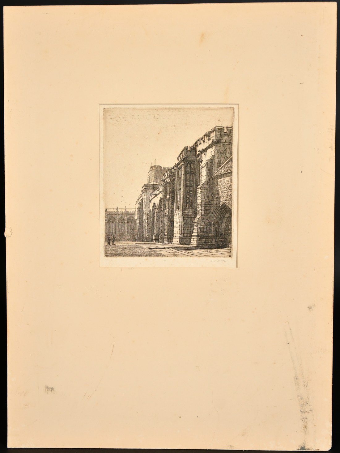 Frederick Landseer Maur Griggs, 'The Palace', etching, signed in pencil, 6.5" x 5.5", (16.5x14cm) ( - Image 2 of 3