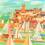 Alan Furneaux (21st Century), 'PZ11' Sailing boats leaving harbour, oil on board, signed, 30" x 30",