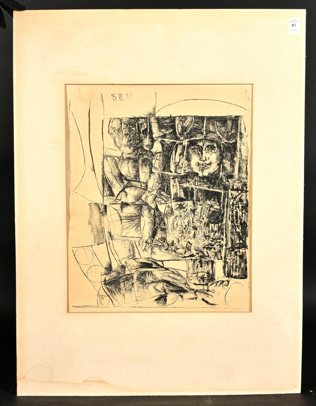 Manner of Picasso, face and other motifs, dated 15 VII 57 in the stone, lithograph, 18.5" x 15", (47 - Image 2 of 4