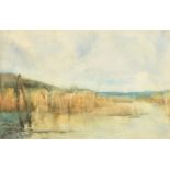 Jan Korthals (1916-1972) Dutch, an estuary landscape, watercolour, signed, 12" x 19.75" (30 x