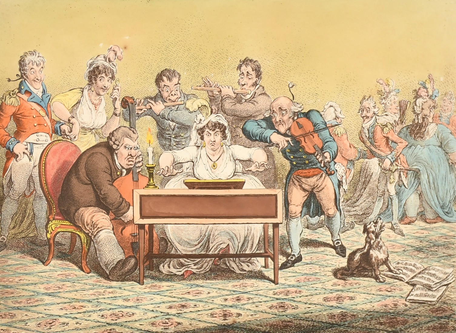 James Gillray (1757-1815) British, 'Playing in Parts', hand-coloured etching, 10.5" x 14.25" (26.5 x