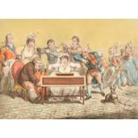 James Gillray (1757-1815) British, 'Playing in Parts', hand-coloured etching, 10.5" x 14.25" (26.5 x