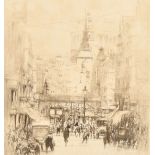 William Walcot (1874-1943) A London street scene, etching, signed in pencil, 5.5" x 5", (14x12.