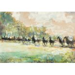 John Victor Emms (1912-1993) British, 'The Start, Epsom Downs', watercolour. Signed, 6" x 9"