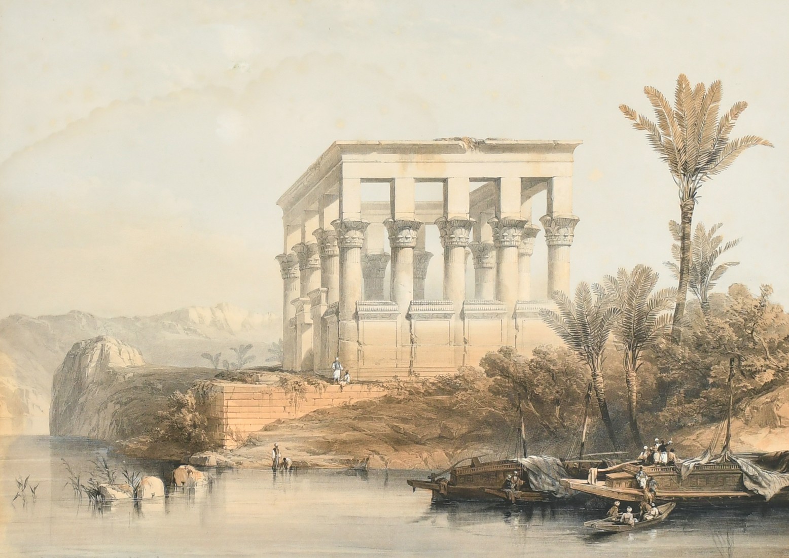 After David Roberts (19th Century) 'The Hypaethral Temple at Philae', a hand-coloured lithograph,