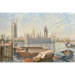 Karl Hagedorn (1889-1969), 'Westminster', oil on board, signed, 20" x 30" (51 x 76cm), (unframed).
