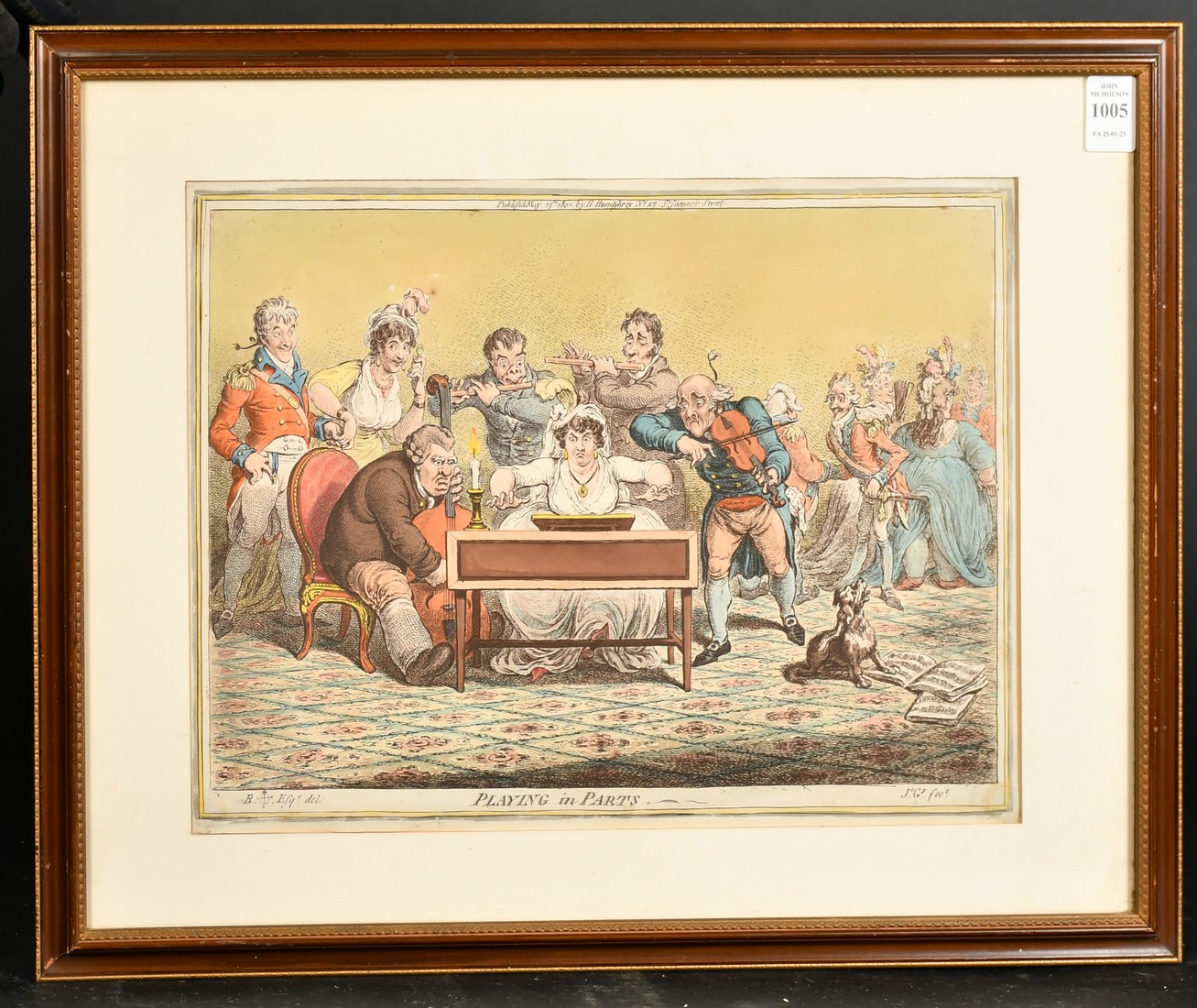 James Gillray (1757-1815) British, 'Playing in Parts', hand-coloured etching, 10.5" x 14.25" (26.5 x - Image 2 of 3