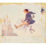 Percy Tarrant (1855-1934) British, A fairy tale scene of a young knight flying through the air,