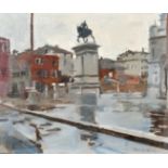 Ken Howard (1932-2022) British, A statue in Venice, oil on board, signed, 10" x 12", (25x30.5cm), (