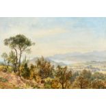 Attributed to Robert Porrett Collier (1817-1886) British, a mountain lake view, oil on card laid