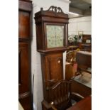 A 19th century oak longcase clock with eight day movement, the painted square dial signed Francis