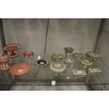 Wedgwood jasperware to include green and orange ground items.