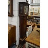 An oak cased longcase clock with eight day movement, the silvered dial signed William Mayhew,