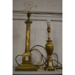Two brass table lamps.