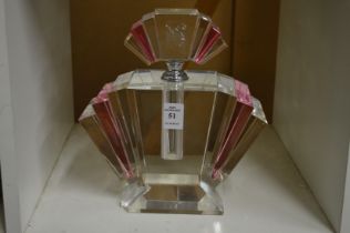 A large Art Deco style cut glass scent bottle (faults).