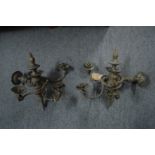 A good pair of ormolu classical style three branch wall lights.