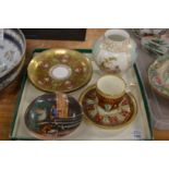 Continental porcelain coffee cup and saucer and other decorative Continental china.