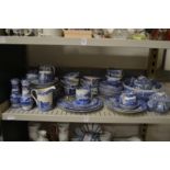 A quantity of blue and white china.