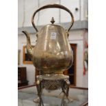 A Victorian engraved silver kettle on stand, London 1872 maker Stephen Smith.