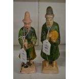 Two Chinese Sancai glazed pottery figures.