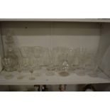 Cut glass drinking glasses, small decanter etc.