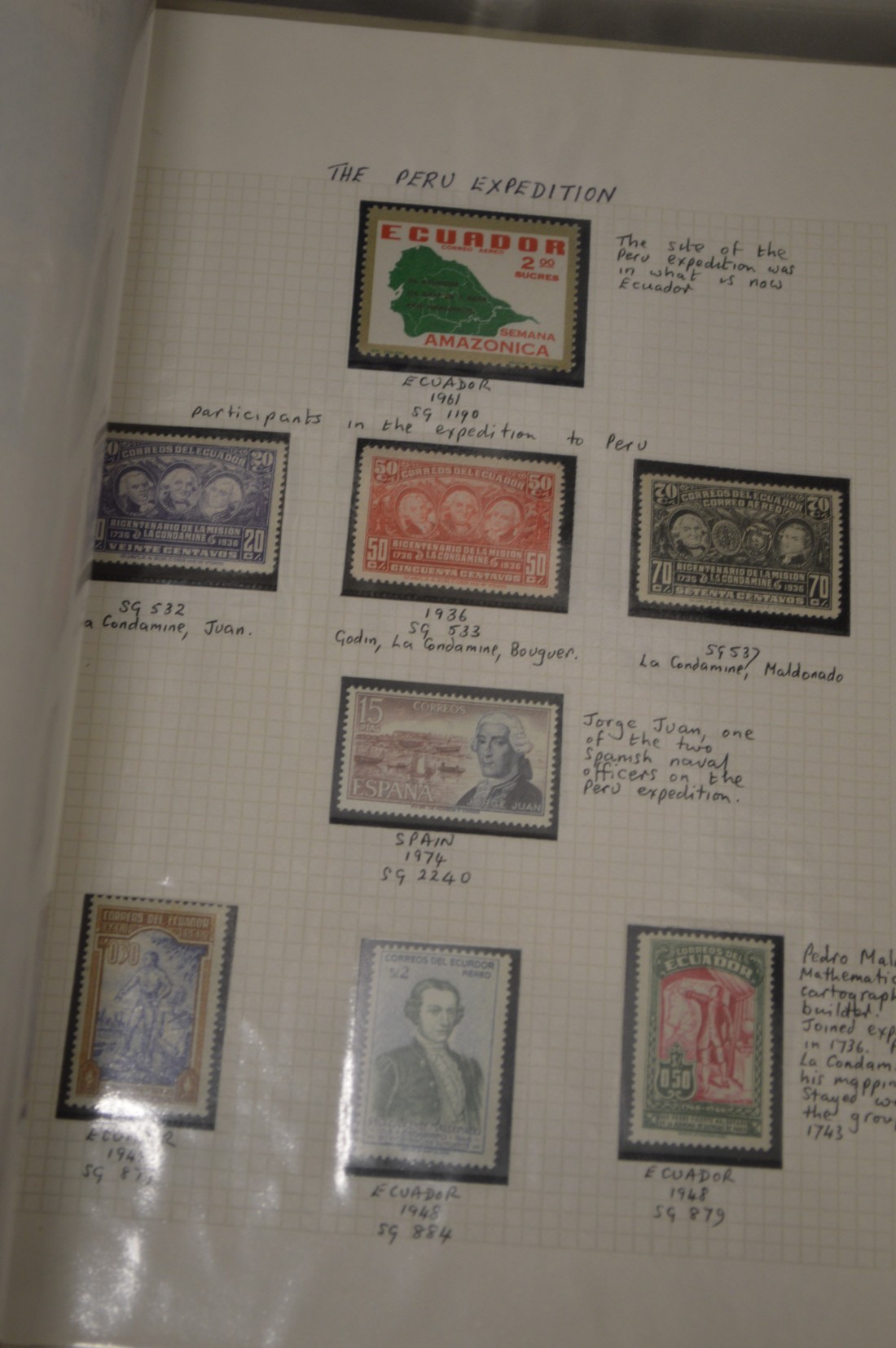 A red Simplex stamp album and two ring binders containing numerous stamps with annotated notes by - Image 5 of 11