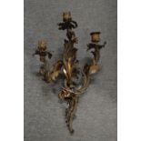 A good large ormolu three light wall sconce.