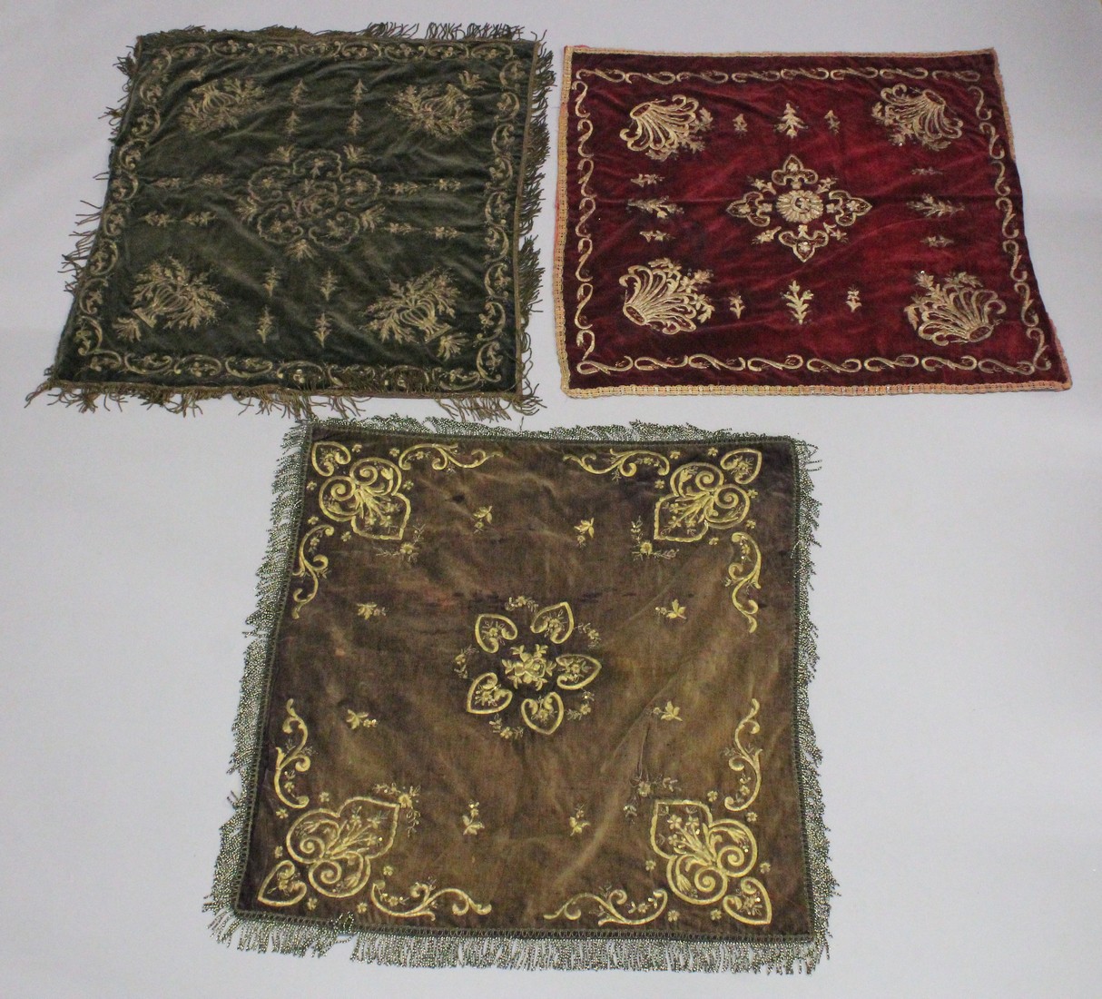 A COLLECTION OF THREE OTTOMAN METAL THREADED TEXTILES, (3).