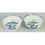 A PAIR OF NANKING CARGO BLUE AND WHITE CUPS, 7.5cm diameter.