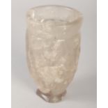 A RARE ANCIENT PERSIAN OR SASSANIAN CARVED ROCK CRYSTAL BEAKER, 11.5cm high.